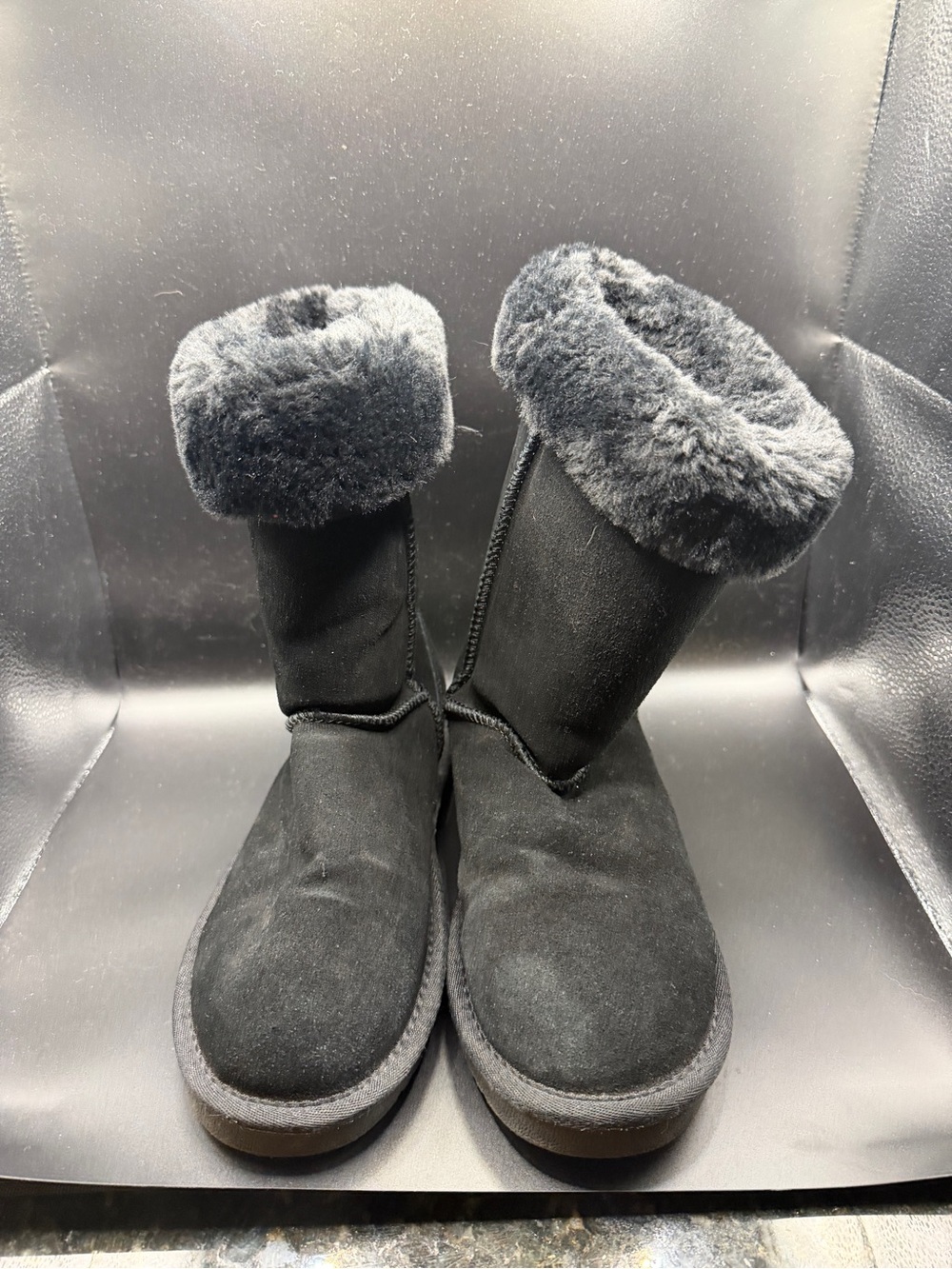 Dream Pairs Black Faux-Fur Cuff Suede-Look Winter Boots